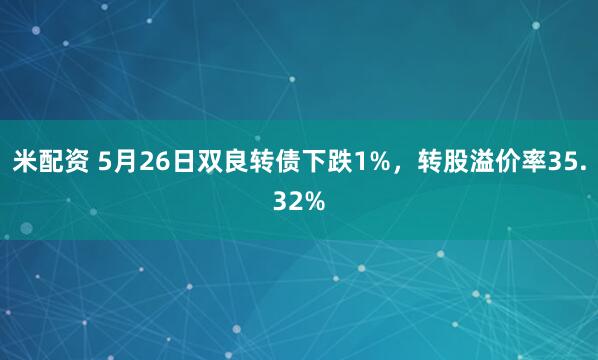 米配资 5月26日双良转债下跌1%，转股溢价率35.32%