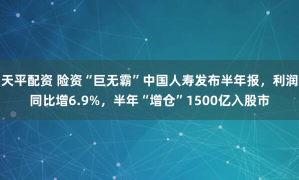天平配资 险资“巨无霸”中国人寿发布半年报，利润同比增6.9%，半年“增仓”1500亿入股市